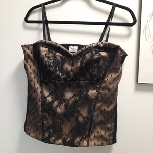 Cream and Black mesh bustier camisole